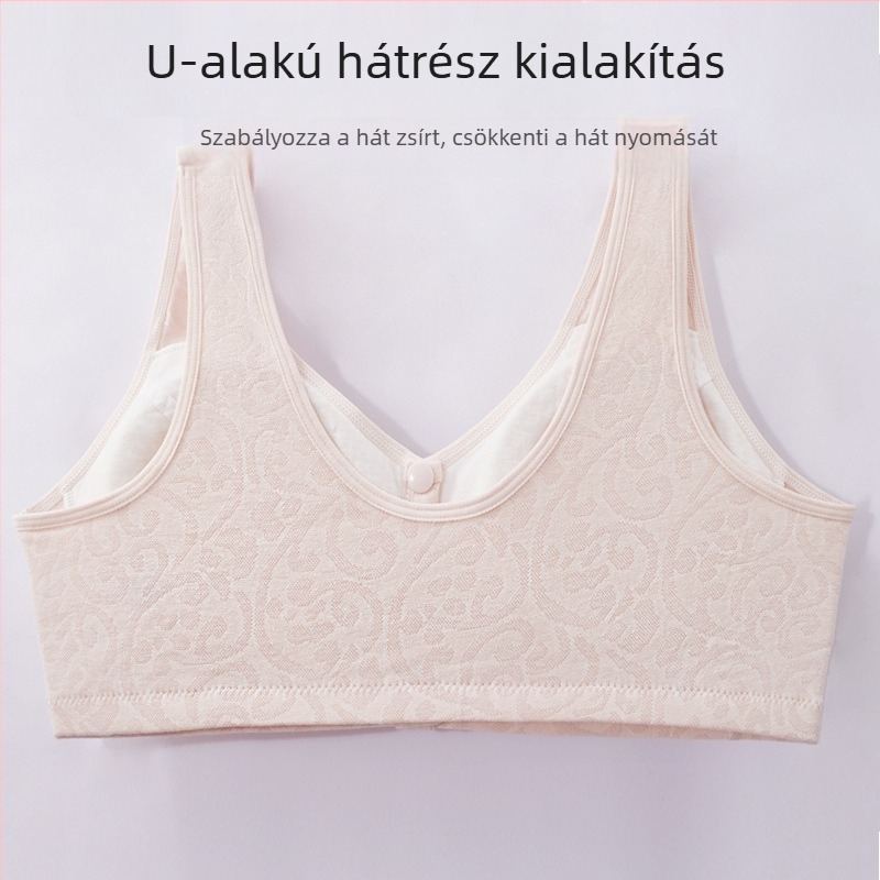 Elöl záródó, vezeték nélküli melltartó, vest-stílus, lélegző és kényelmes idős nőknek