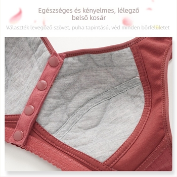 Vezeték nélküli pamut melltartó középkorú és idősebb nőknek, tank-top stílusú, elöl záródó, vékony formázott kosár