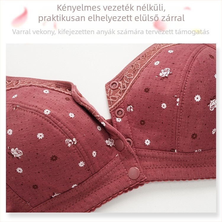 Vezeték nélküli pamut melltartó középkorú és idősebb nőknek, tank-top stílusú, elöl záródó, vékony formázott kosár
