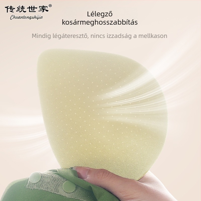 Kínai stílusú reliefes elöl záródó női melltartó, push-up, anti-sagging, mellény-stílus, nagy méret