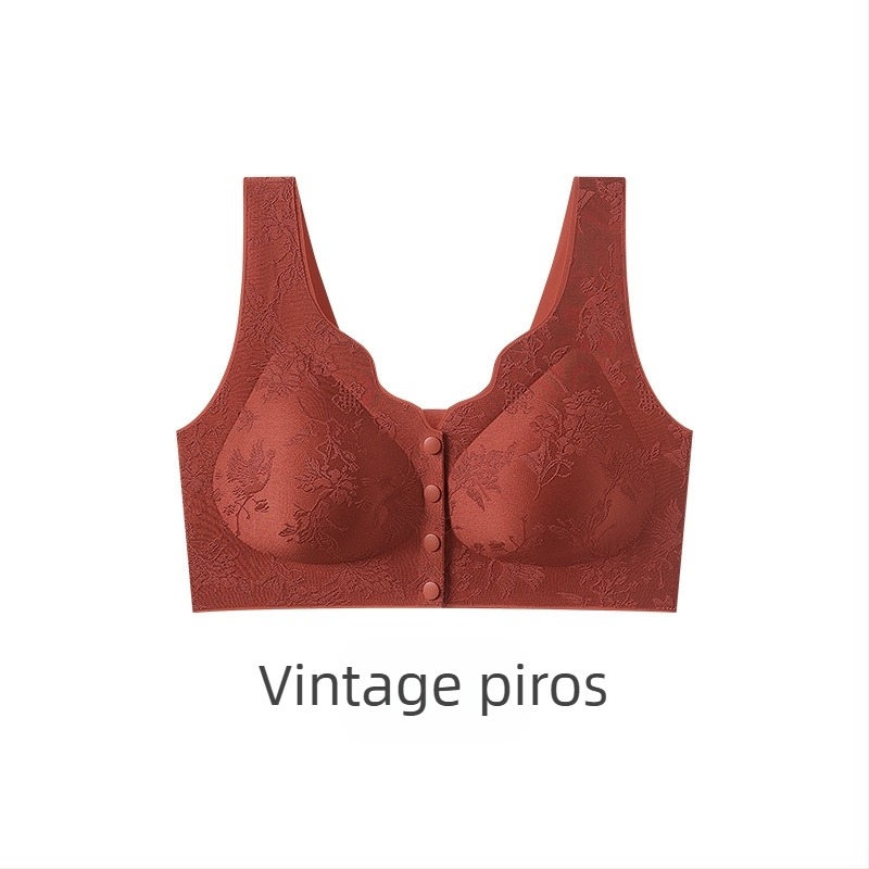 Kínai stílusú reliefes elöl záródó női melltartó, push-up, anti-sagging, mellény-stílus, nagy méret