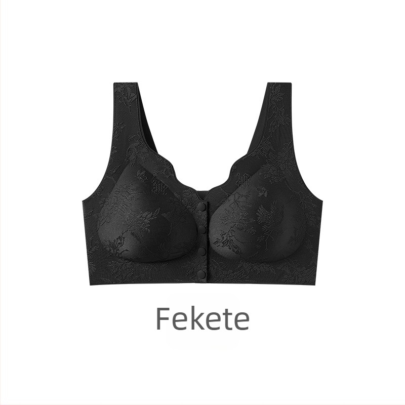 Kínai stílusú reliefes elöl záródó női melltartó, push-up, anti-sagging, mellény-stílus, nagy méret