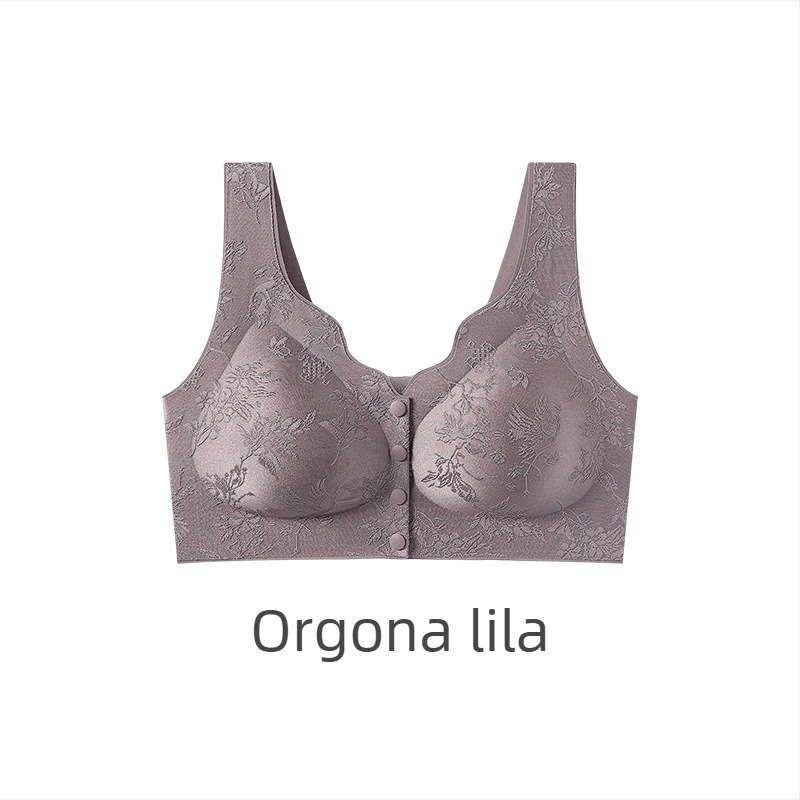 Kínai stílusú reliefes elöl záródó női melltartó, push-up, anti-sagging, mellény-stílus, nagy méret