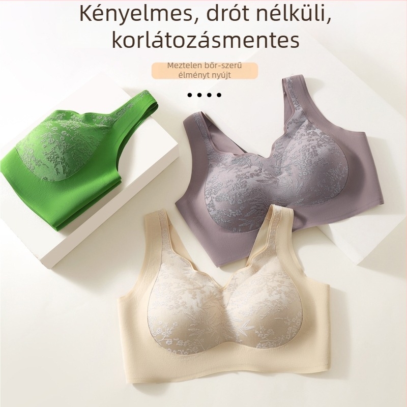Varrás nélküli melltartó középkorú és idős nők számára, domborított jacquard mintázat, vékony fazon, emelés, tartás, lélegző