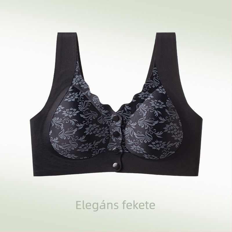 Flórás melltartó középkorú és idős nőknek, elöl záródó, drót nélküli, összegyűjtő hatású, nagy méretek