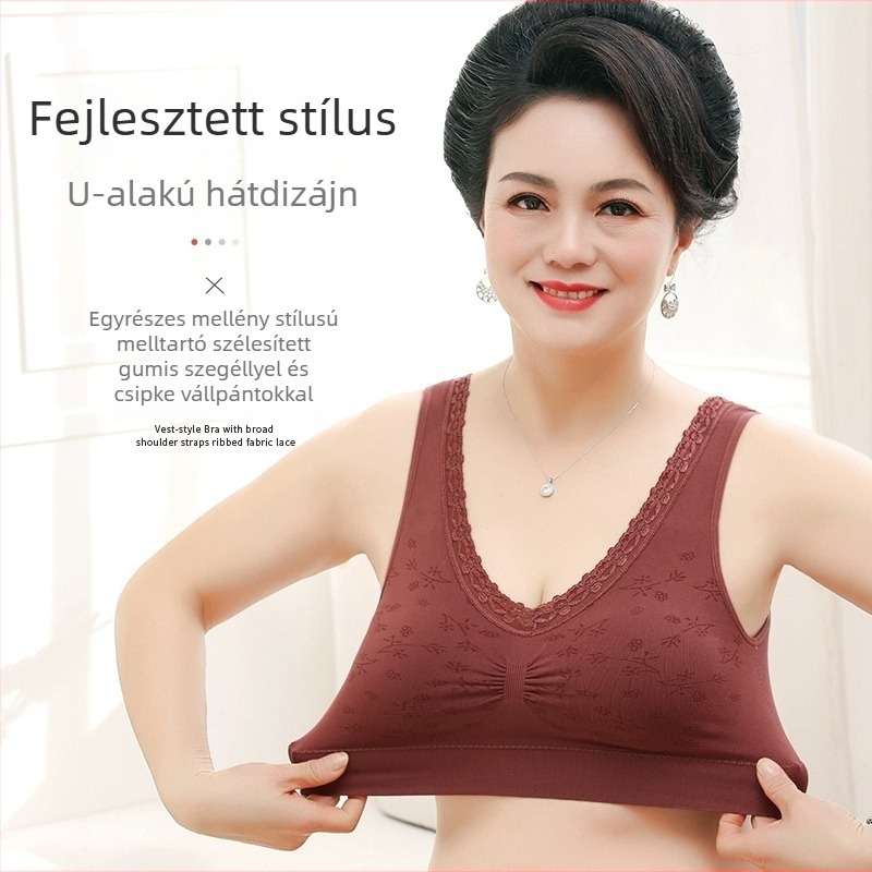 Plusz méretű, merevítő nélküli, varrat nélküli push-up melltartó, vest-stílusú, nők középkorú és idősebbek számára