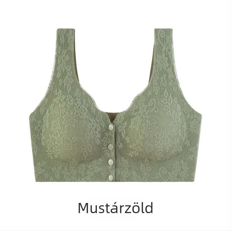 Elöl záródó, vezeték nélküli melltartó, vékony kosár, plusz méret, idős nőknek