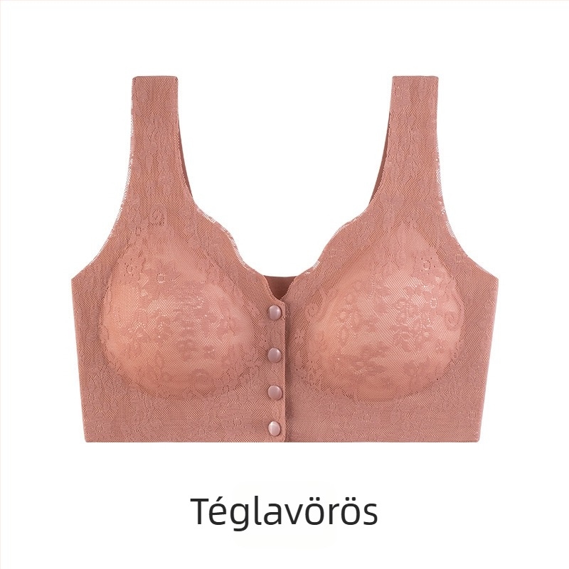 Elöl záródó, vezeték nélküli melltartó, vékony kosár, plusz méret, idős nőknek