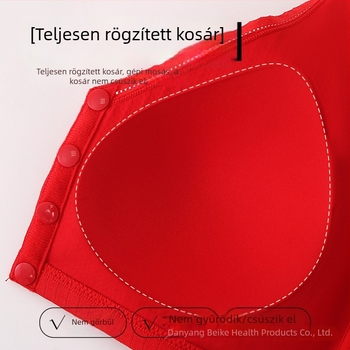 Teljes kosárú melltartó, vezeték nélküli, előre záródó, középkorú nőknek, piros