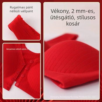Teljes kosárú melltartó, vezeték nélküli, előre záródó, középkorú nőknek, piros