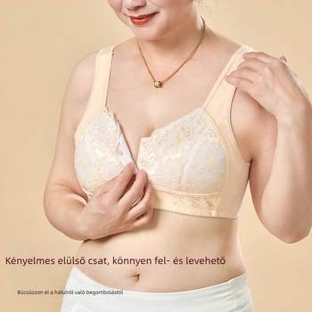 Plusz méretű drót nélküli melltartó elöl gombos, mellény-stílus, piros
