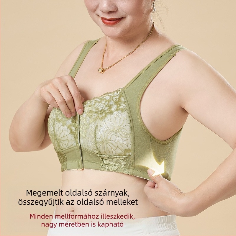 Plusz méretű drót nélküli melltartó elöl gombos, mellény-stílus, piros