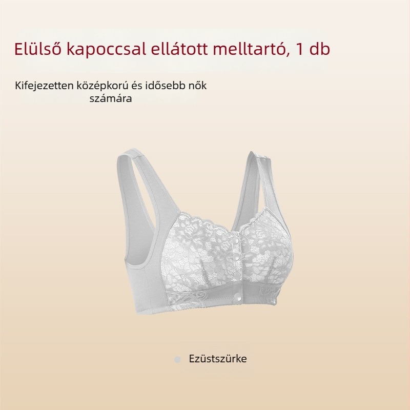 Plusz méretű drót nélküli melltartó elöl gombos, mellény-stílus, piros