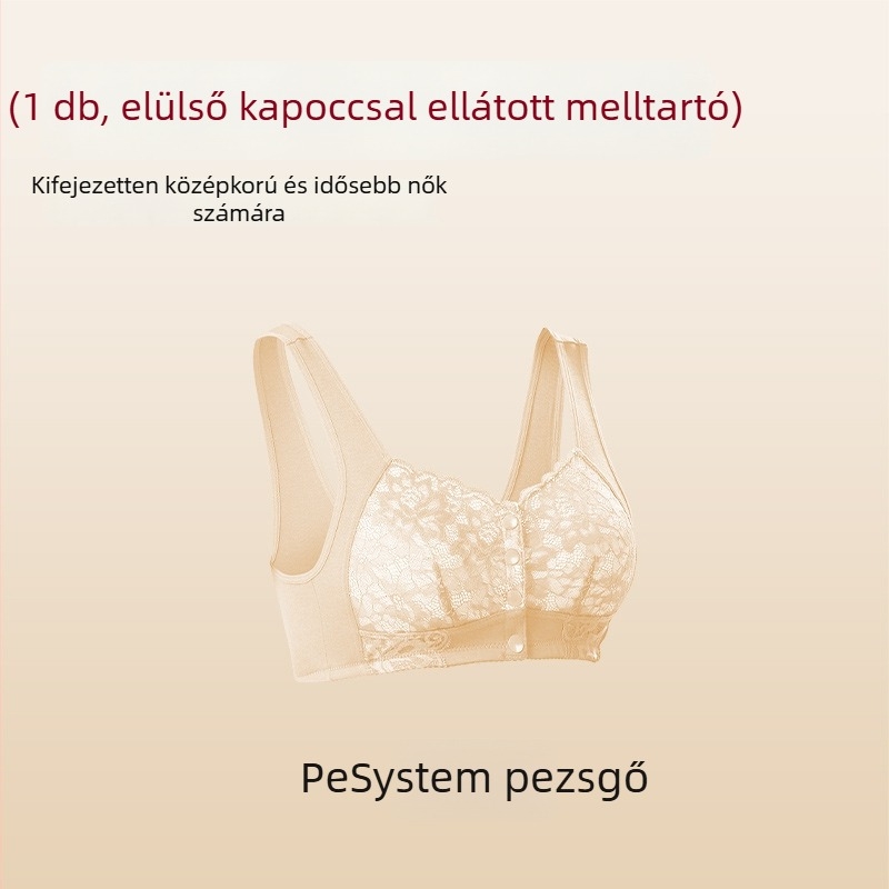 Plusz méretű drót nélküli melltartó elöl gombos, mellény-stílus, piros