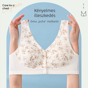 Plusz méretű kényelmes kismama melltartó hagyományos kínai stílusú tintás nyomtatással, elülső záródású, vezeték nélküli, vest-stílus