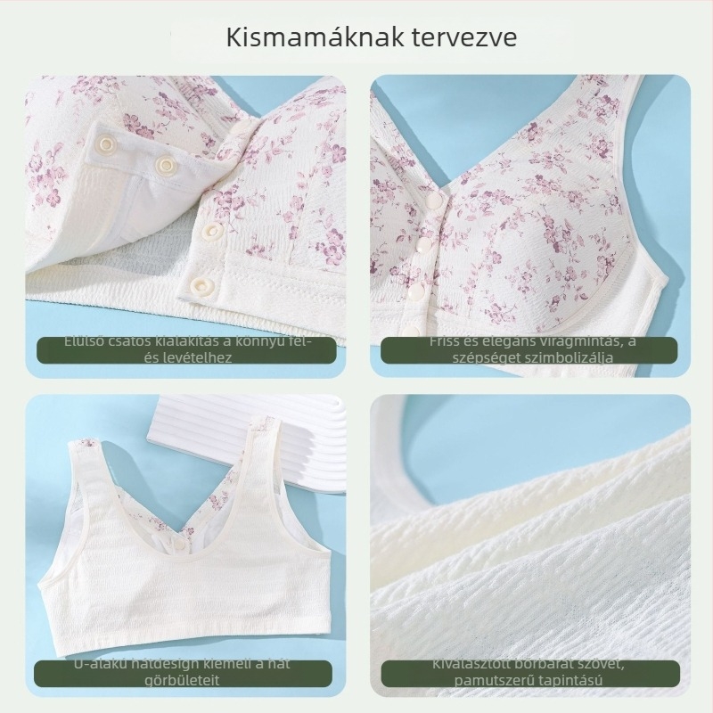 Plusz méretű kényelmes kismama melltartó hagyományos kínai stílusú tintás nyomtatással, elülső záródású, vezeték nélküli, vest-stílus