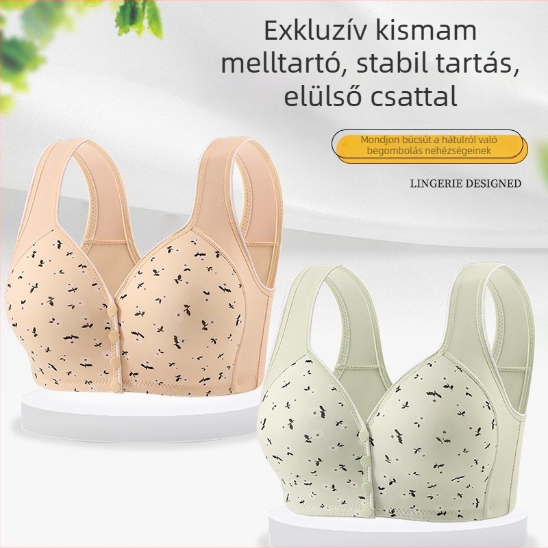 Elöl záródó, vezeték nélküli melltartó nagyméretű, középkorú és idős nők számára, vékony formázott kosarakkal, kényelmes tartás és hátsó formázás