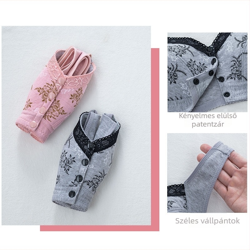 Elöl záródó pamut melltartó, plusz méret, merevítő nélkül, formázó hatás