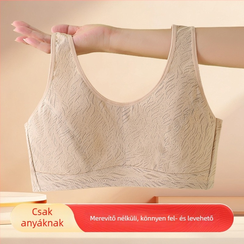 Szellős, merevítő nélküli melltartó pamutbetéttel középkorú és idős nők számára, nagy méret