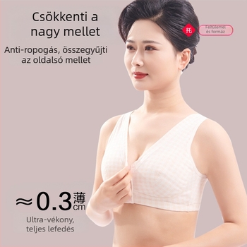 Négy évszak jacquard pamut, plusz méretű melltartó, merevítés nélküli, elől záródás, kényelmes felső