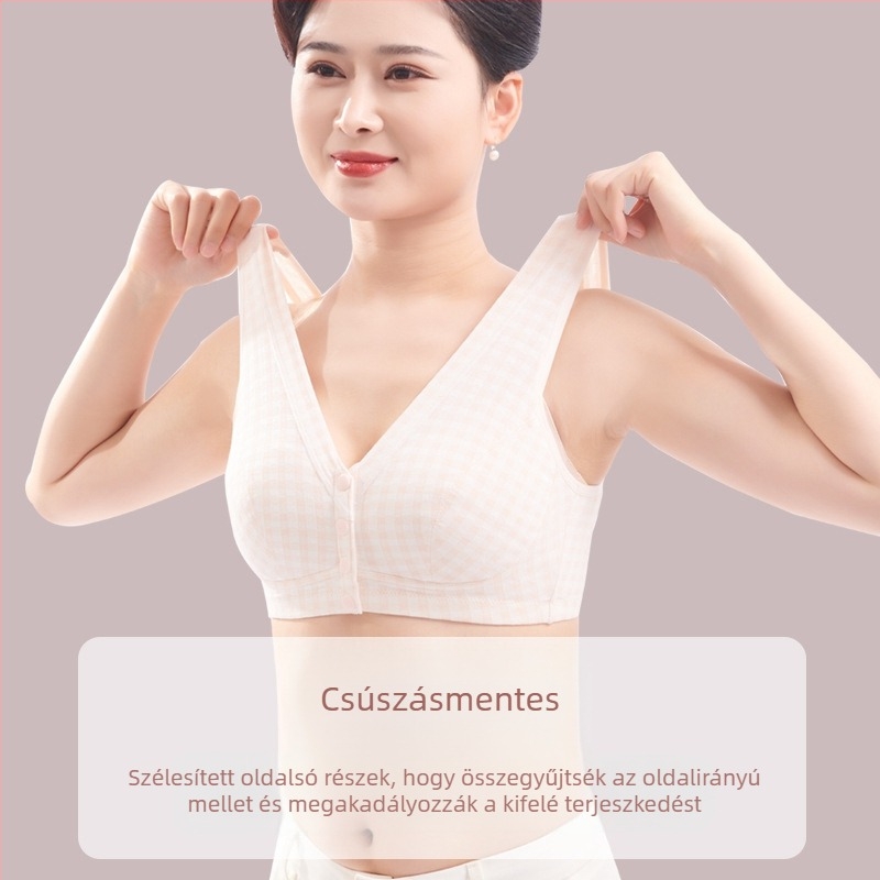 Négy évszak jacquard pamut, plusz méretű melltartó, merevítés nélküli, elől záródás, kényelmes felső