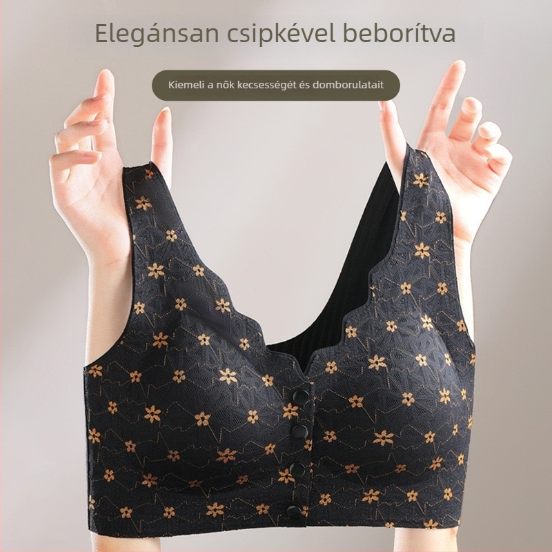 Zökkenőmentes melltartó szoptatáshoz érett nőknek, elülső záródás, plusz méret, merevítő nélkül, csipkés