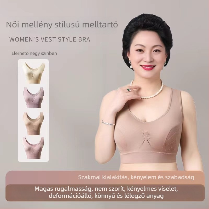 Varrás nélküli melltartó, vezeték nélküli, teljes kosár, rögzített dupla pántok, spandex anyag