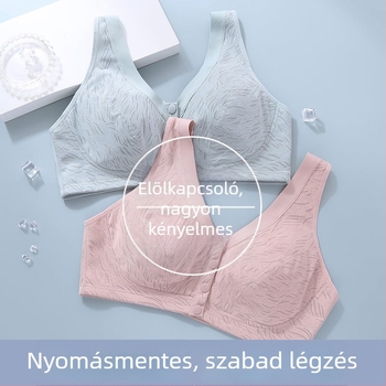 Női elöl záródó melltartó, drót nélküli, teljes kosár, vékony formázott kosár, nylonos kosáranyag, fő anyag pamut, bélés pamut, dupla rögzített vállpántok