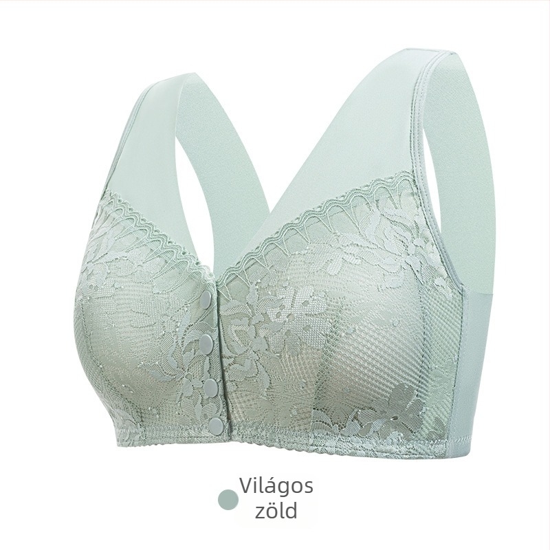 Drót nélküli melltartó elöl záródó, lélegző poliészter anyagból, teljes kosár, pamutból készült kosár, rögzített dupla vállpántok