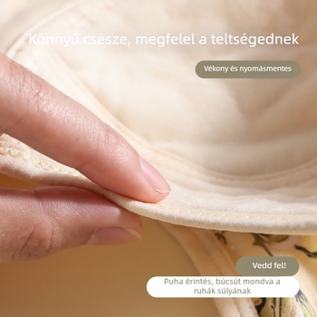Drót nélküli pamut melltartó elülfő zárással, légáteresztő, vékony formázott kosár, állítható pántok