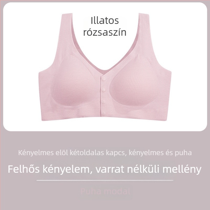 Modal mellény-stílusú vezeték nélküli melltartó, teljes kosár, vékony formázott kosár, előre csat