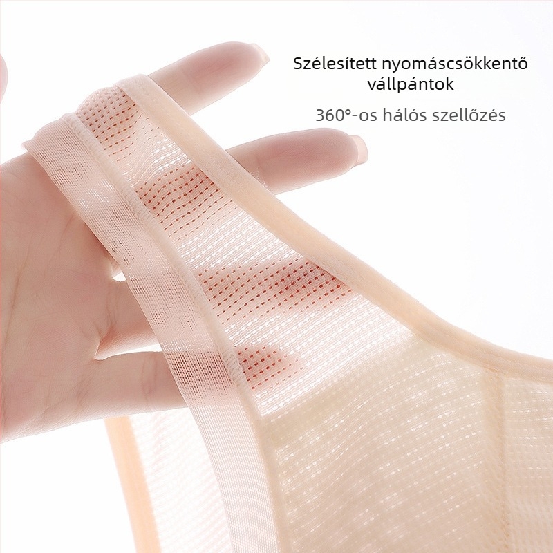 Nylon melltartó mellény-stílusban, előről záródó, teljes kosár, formázatlan kosár, rögzített dupla vállpántok