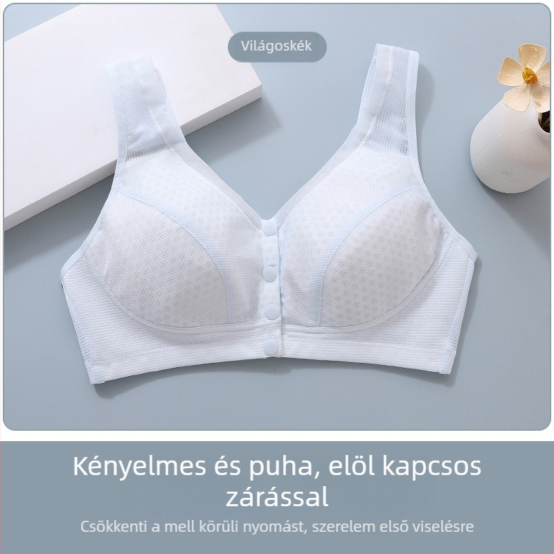 Nylon melltartó mellény-stílusban, előről záródó, teljes kosár, formázatlan kosár, rögzített dupla vállpántok