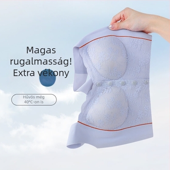 Elöl záródó, vezeték nélküli melltartó csipkével, hosszú mellény-stílusú fazon, teljes kosár, Ice Silk nejlon anyag