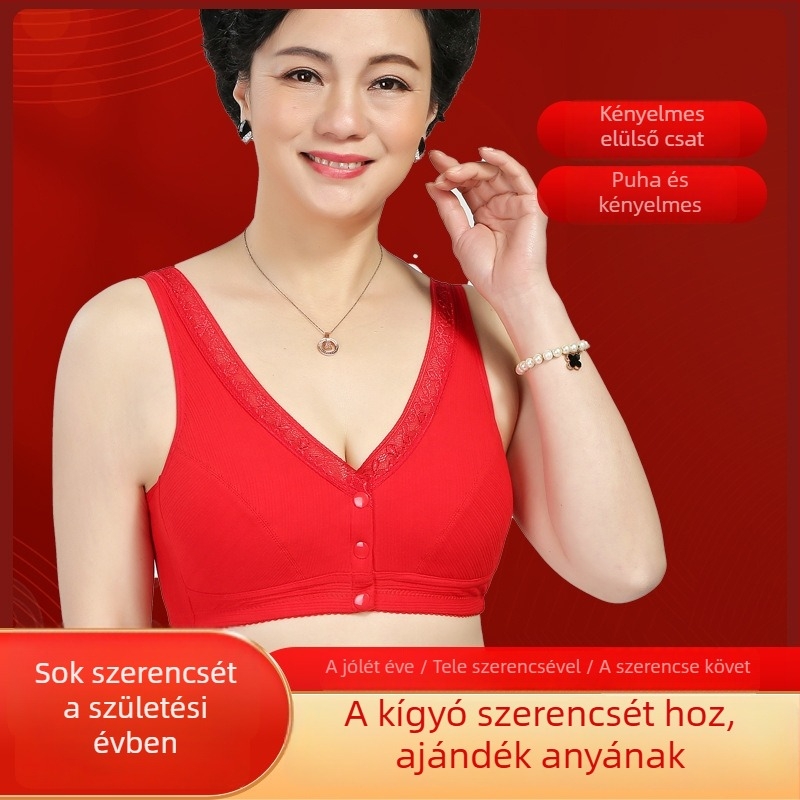Pamut melltartó drót nélküli, középkorú és idősebb nőknek, nagy méret, előre záródó, vékony fazon