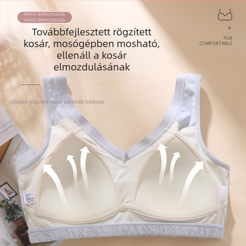 Középkorú nőknek tervezett, merevítő nélküli, vékony fazonú melltartó vest-stílusban, nagy méret, formázó hatás, kényelmes sportos viselet