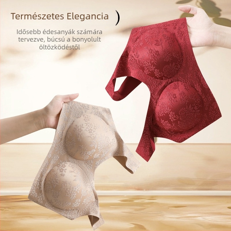 Új mellény-stílusú jacquard seamless fix kosaras melltartó középkorúaknak és időseknek, anti-sag, drót nélküli