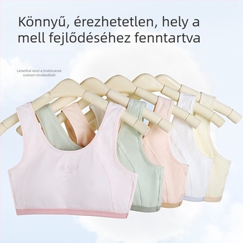 Tinédzsereknek szánt sportmelltartó 100% pamutból, 3/4 kosár, rögzített párnázat, lélegző, izzadság-elvezető
