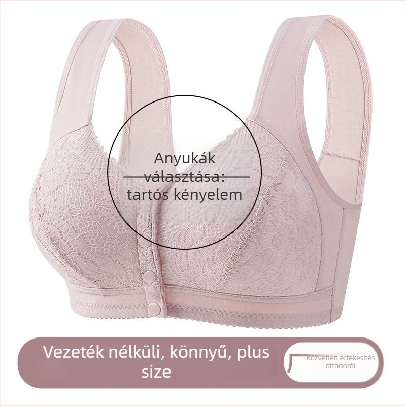 Csipkés elől záródó melltartó középkorú nők számára, nyári vékony modell, párnázás nélkül, merevítővel ellátott, Push-Up anyáknak