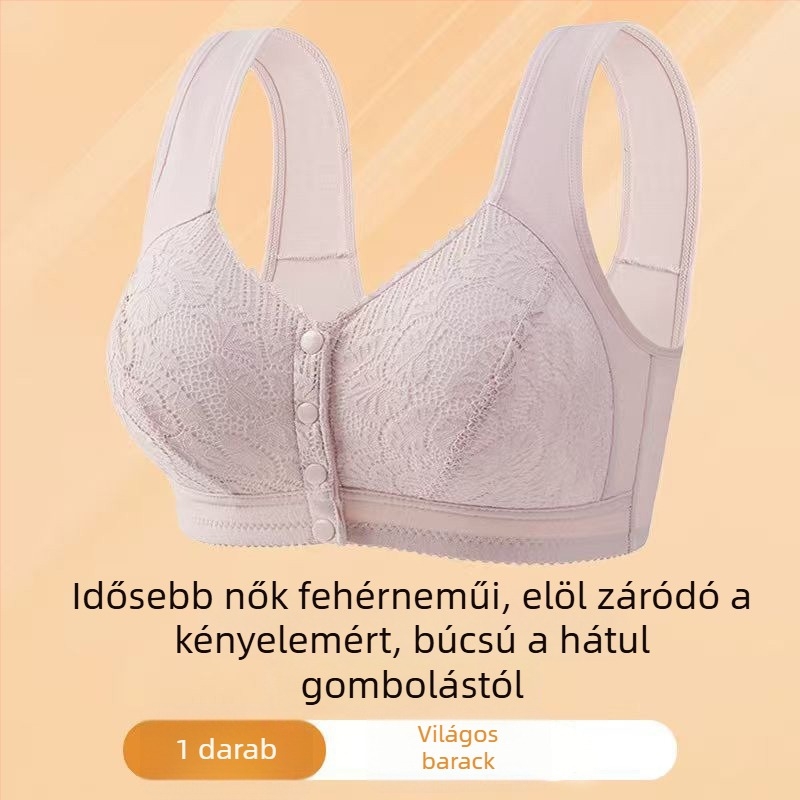 Csipkés elől záródó melltartó középkorú nők számára, nyári vékony modell, párnázás nélkül, merevítővel ellátott, Push-Up anyáknak