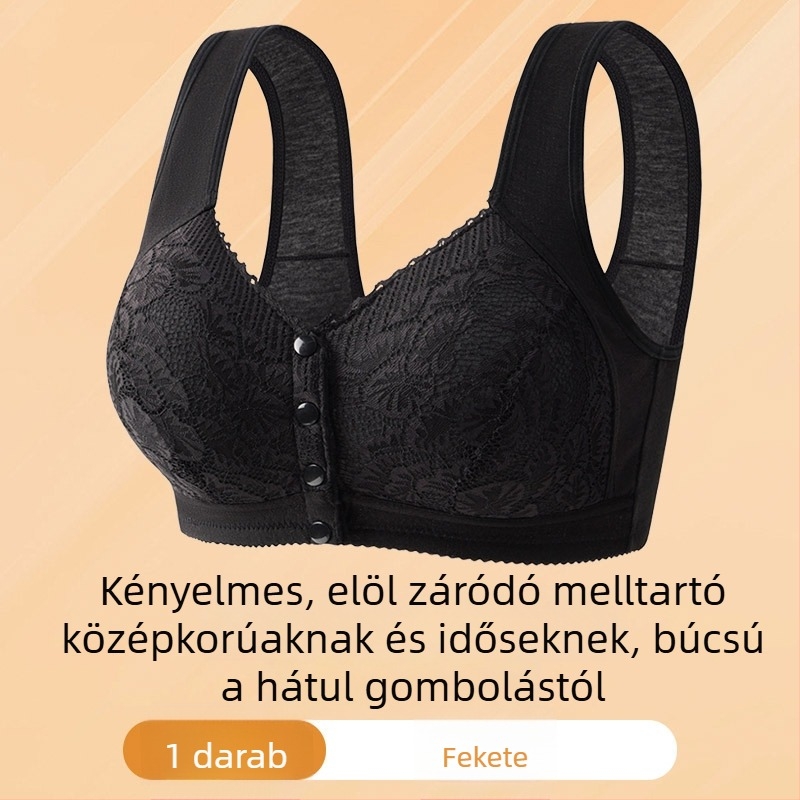 Csipkés elől záródó melltartó középkorú nők számára, nyári vékony modell, párnázás nélkül, merevítővel ellátott, Push-Up anyáknak