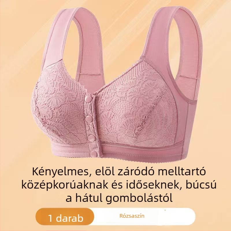 Csipkés elől záródó melltartó középkorú nők számára, nyári vékony modell, párnázás nélkül, merevítővel ellátott, Push-Up anyáknak