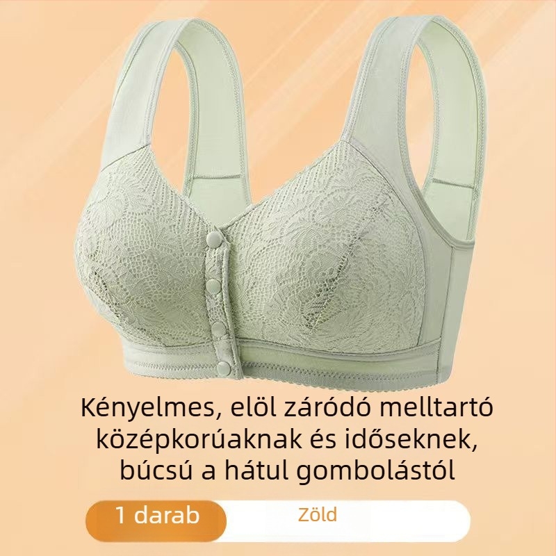 Csipkés elől záródó melltartó középkorú nők számára, nyári vékony modell, párnázás nélkül, merevítővel ellátott, Push-Up anyáknak