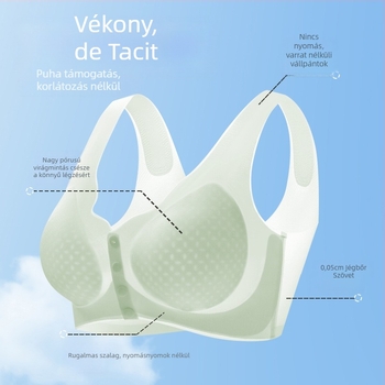 Idősebb nőknek szánt melltartó, előre záródó, varrat nélküli, lélegző, plusz méret, teljes kosár