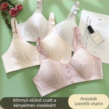 Pamut melltartó elülső záródással anyáknak, lélegző, kosár 3/4, vékony kosár, rögzített dupla vállpántok