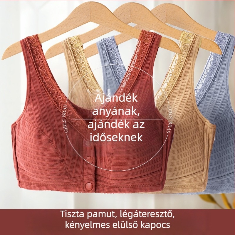Pamut melltartó elülső zárással, 3/4 kosár, vékony formázott kosár, lélegző