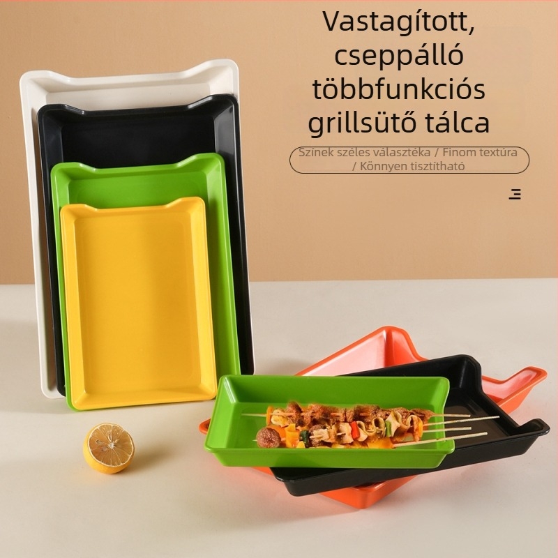 Négyszögletes PP lapos tálca forró pot kiszolgálásához, modern minimalist stílus, logónyomás lehetőség, testre szabható, mikróban nem használható