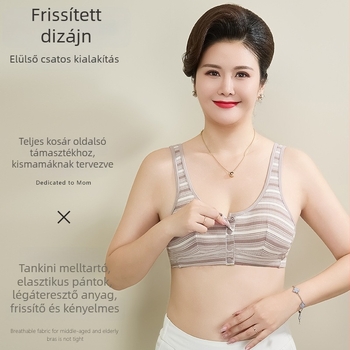 Elöl záródó szoptatós melltartó, mellény-stílus, vezeték nélküli, pamut bélés, plusz méret