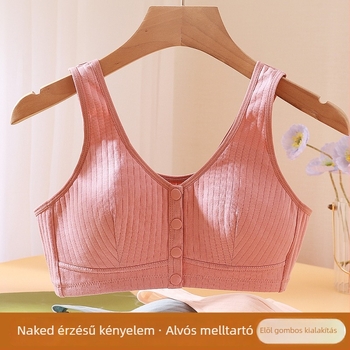 Pamut melltartó idős nőknek, elöl záródó, telt kosár, rögzített dupla vállpántok, lélegző