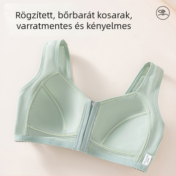 Puha pamut melltartó elöl záródó, merevítő nélküli, mellény-stílus, plusz méret, hátformázó design